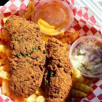 2 piece chicken strips with coleslaw at Don't be Chick'n in San Jose