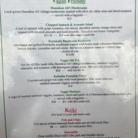 Vegan Menu  at Pineapple's in Hilo