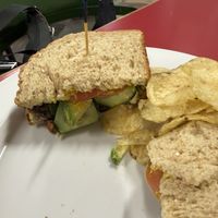 Vegetarian sandwich made vegan  at Gathering Grounds in Patagonia