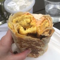 Breakfast burrito, potato salad in back   at Garden Truck Foods - Maybe closed in Jacksonville