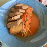 Veggie spaghetti with tofu  at Pútnický Mlyn in Marianka