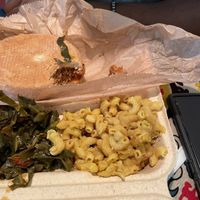 BBQ mac and cheese and greens at Pure Soul in Durham