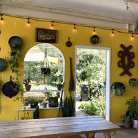 Outdoor covered seating area  at Pure Soul in Durham