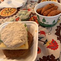 Build your own biscuit and hushpuppies with herb mayo  at Pure Soul in Durham