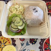 Chicken sandwich with coleslaw   at Pure Soul in Durham