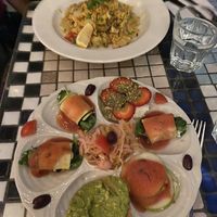 Sampler plate includes the raw vegan ravioli  at Caravan of Dreams in New York City