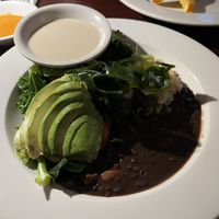 macrobiotic plate (sub tofu for avocado) with moody lighting  at Caravan of Dreams in New York City
