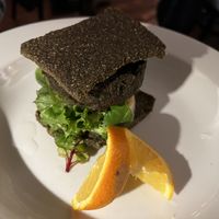 raw burger  at Caravan of Dreams in New York City