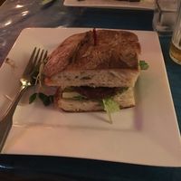 mushroom burger! at Caravan of Dreams in New York City