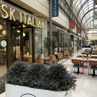 Exterior in arcade #Veganuary at ASK Italian in South West London