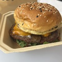 TruffleMushroom Swiss burger, specified vegan cheese (not at all Swiss-like) and patty  at Burger Lounge in San Diego