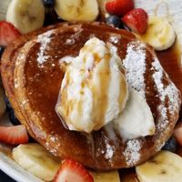 Vegan pancakes! at Red Cardinal Cafe in Underwood