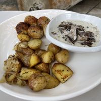 Baby potatoes with tempeh balls and mushroom coconut sauce   at GoFresh in Phuket