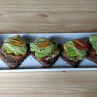 Avo on rye bites. Messy to eat, but wonderful. at GoFresh in Phuket