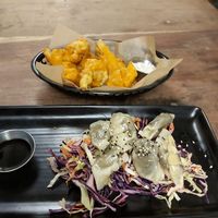 Buffalo Cauliflower with Vegan Ranch & Mushroom Truffle Dumplings at Three Sisters Brewery in New Plymouth
