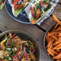 Vegan Stir Fry and Falafel Tacos at The Ophir Hotel in Orange
