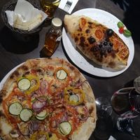 vegan pizza and vegan calzone - delicious dough omg! at D'Amici in Diekirch
