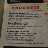 Vegan is clearly defined on the regular menu. at Nippers Grill & Tap in Carmel