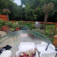 Garden area at Give a Crepe in Erie