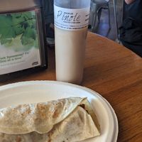 Vegan colorado burrito with beans and pinole aguas frescas at Testal Mexican Kitchen in Phoenix