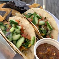 Tempeh tacos were amazing !!!  Salsa and gauc were on point !  Gorgeous view of ocean.  at Tropico Rooftop Cantina in Clearwater