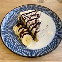 Vegan Banoffee pie with vegan cream 💛  at Roots in Barnstaple