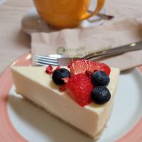 Vegan cheesecake 😍 at Cafe U in Kelso