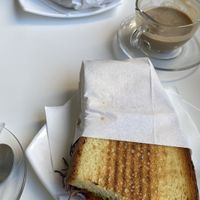 Vegan sandwich and soy cappuccino   at Tessari Caffetteria Bistrot in Padua