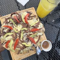 Tlayuda arrachera  at Chocolatito Con Pan in Puebla