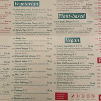 Vegan & vegetarian sections of the menu!  at Veva Vegan by Tiffin Tin in North West London