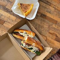 The meatless baguette and baked cheesecake  at Gloria in Brunswick