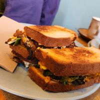 Mushroom and hashbrown toastie at Gloria in Brunswick