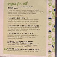 Menu-Vegan Section  at Local Table in Katy