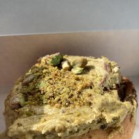 Cinnamon roll with pistachio cream - delicious!  at Baja Wegańska Cukiernia in Warsaw