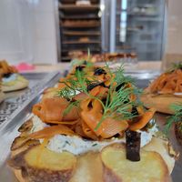 Bread with carrot salmon at Baja Wegańska Cukiernia in Warsaw