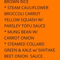 Menu for the day at Shangri-la Buddha in Albany