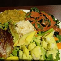 A full plate of all the items. at Shangri-la Buddha in Albany