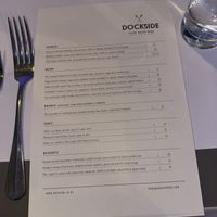Menu  at Dockside in Wellington