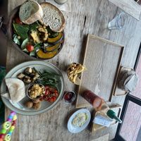 Hummus salad and falafel plate  at Tropical Hideaway Cafe in Jeju