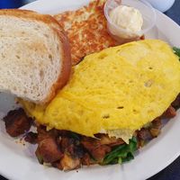 Omelette with steak and vegetables at Black & Blue Diner in Las Vegas