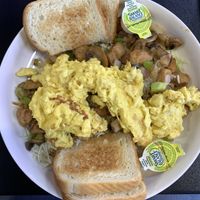 Vegan “chicken” breakfast  bowl   at Black & Blue Diner in Las Vegas