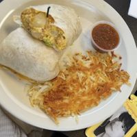 breakfast burrito and shredded hash browns   at Black & Blue Diner in Las Vegas