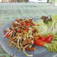 Burmese tealeaf salad at Vlodge Vegan Hotel in Chiang Mai