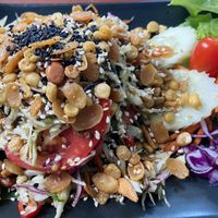 Burmese tea leaf salad  at Vlodge Vegan Hotel in Chiang Mai