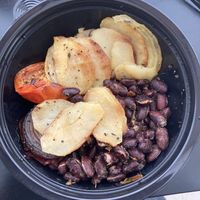Baked beans, potato, tomato and onion  at Greenish in Tel Aviv