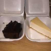 Chocolate fudge cake and New York cheesecake  at Milton Chippy in Stoke-on-trent
