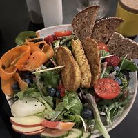 Salad with carrot salmon and tempeh (~18€) #Veganuary at Das Nest in Mainz