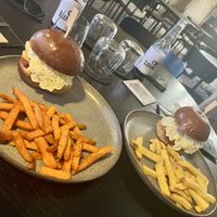 Burgers (photo doesn’t do them justice)  at VegStyle Bistro in Lucenec