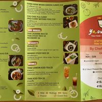 Menu 1 at Yaowarat in Toronto