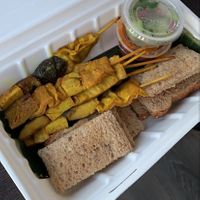 Vegan chicken and mushroom satay  at Yaowarat in Toronto